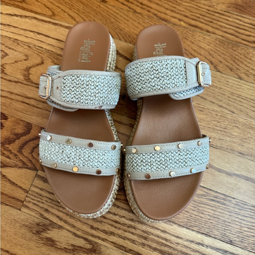 Corky - walk of Shame Cream and Gold Sandals Double-Strap Design